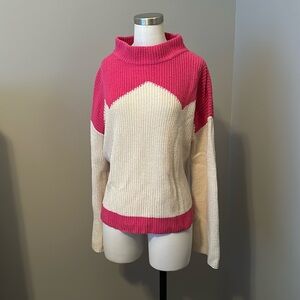 The Reeds collaboration with Jcrew mock neck sweater. Medium, creme/pink color